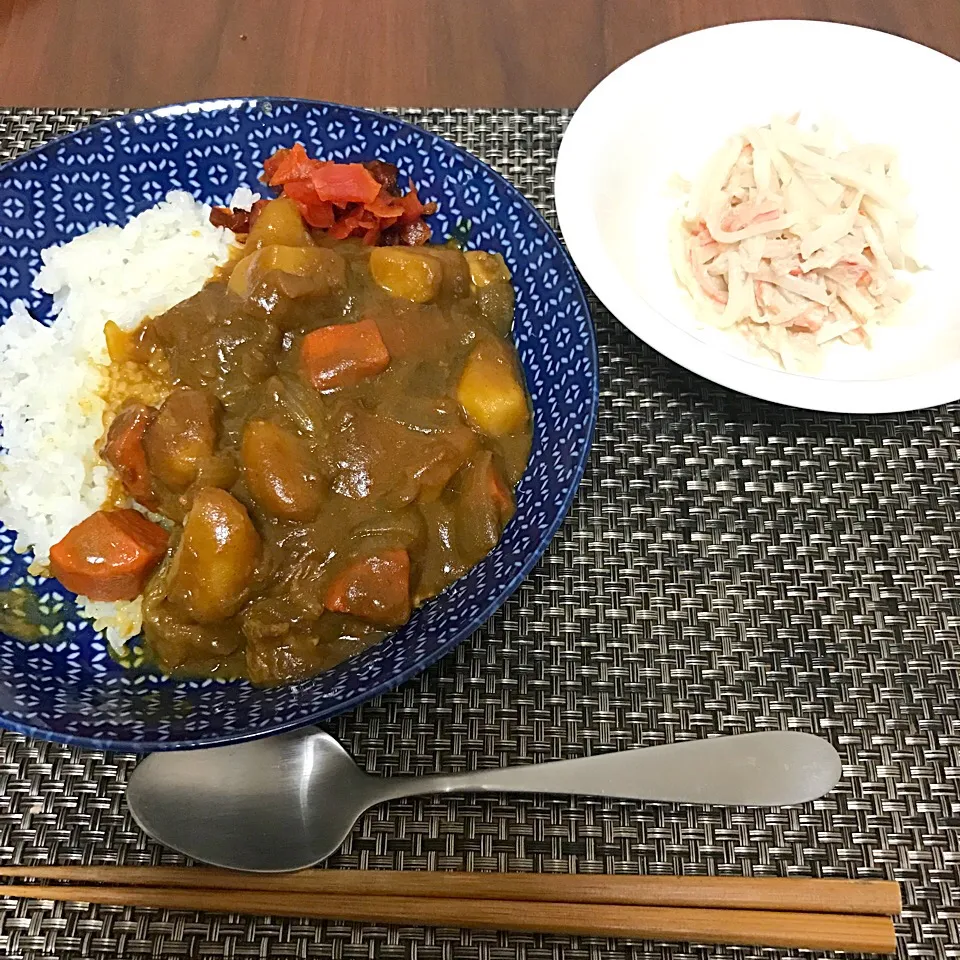 カレーライスと大根とツナ缶のサラダ
#晩ごはん #単身赴任|Koichi GOGOさん