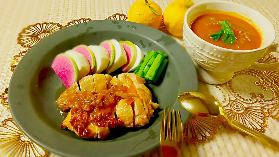 照焼チキン🐔柚子ジャムソース🎵|キム姉さん