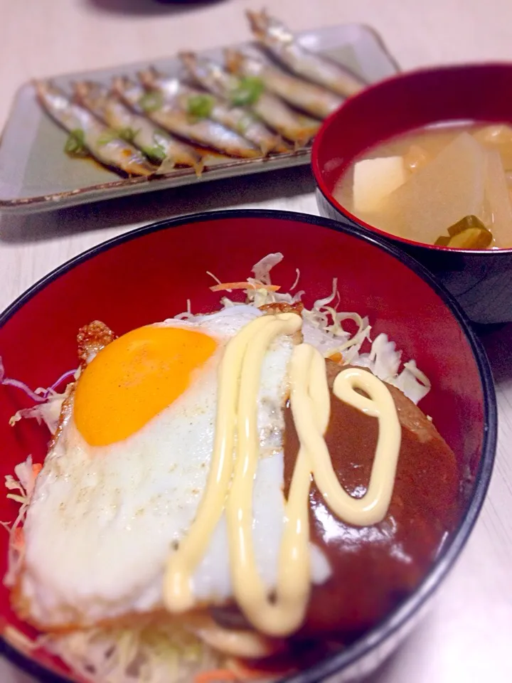 ロコモコ丼、大根のお味噌汁|あやにん食堂さん