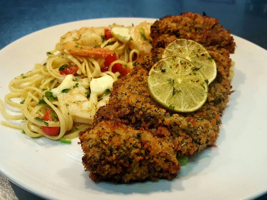 Steak Millanese...with Tequila Lime Shrimp...|chef Charlesさん