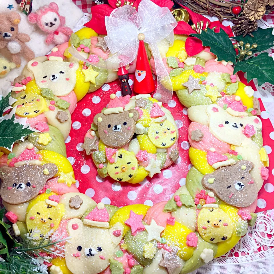 四つ編みリースメロンパン🐻リラックマサンタ🎅バージョン|せいこさん