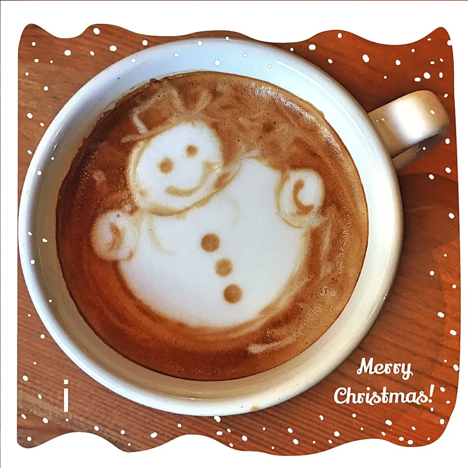 ラテアート ⛄️スノーマン ☕️【Latte Art: Snow Man】|izoomさん