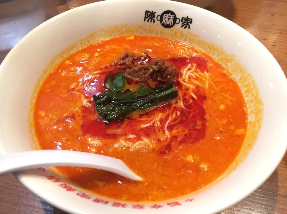 Snapdishの料理写真:極辛担々麺🌶🌶🌶もメニューに有ったのだけど、喉が花粉症でボロボロで明日の菊の紋も心配なので中辛担々麺を注文したヘタレな夜でした😑|にゃあ（芸名）さん