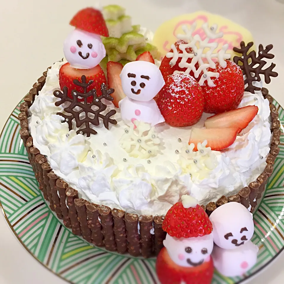 クリスマスケーキ🎂雪だるまがお地蔵さんꉂꉂ"̮˖笑"̮˖|tamさん