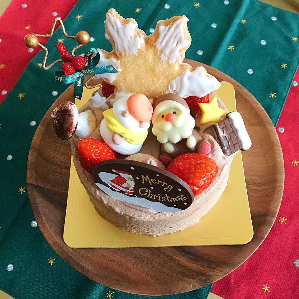 12/24🎄ホームパーティー用生チョコクリスマスケーキ🍰|Makinsさん