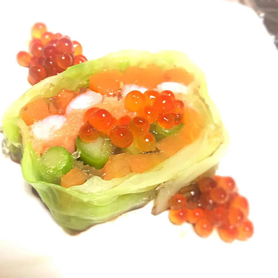 サーモンとお野菜のテリーヌ！初めて作ってみた。|いず⋈ + ゜さん