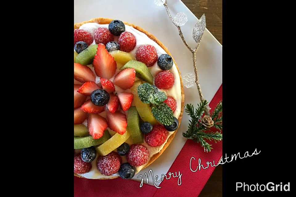 Snapdishの料理写真:🎄フルーツヨーグルトタルト🎄|みゆきさん