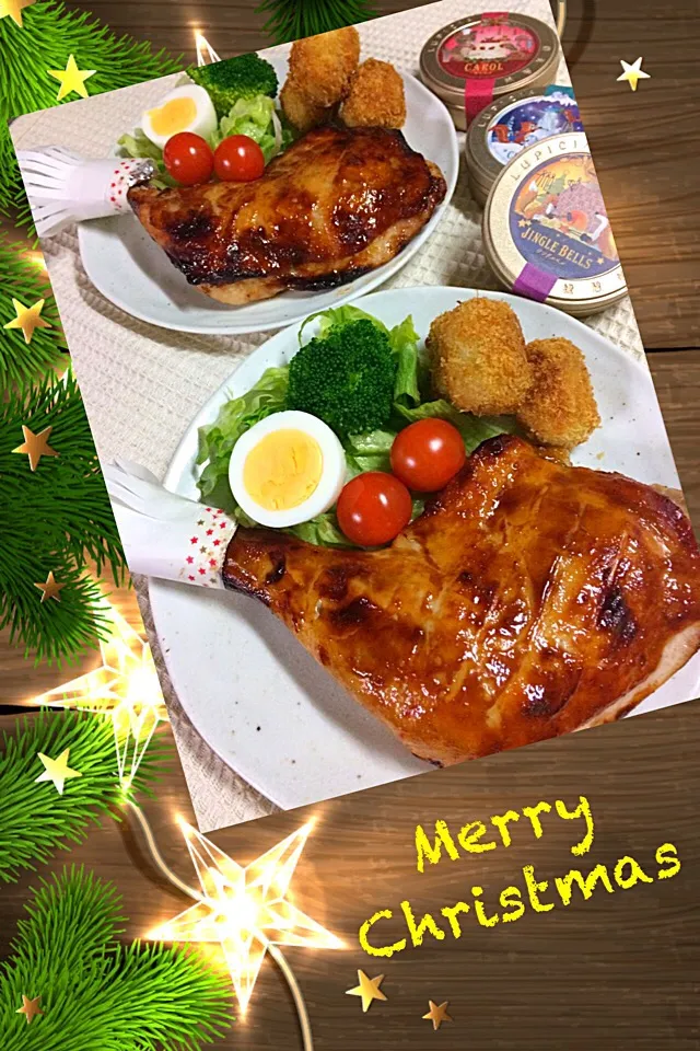 Snapdishの料理写真:チキンレッグでメリークリスマス🎄🌟|あまねこ🌿さん