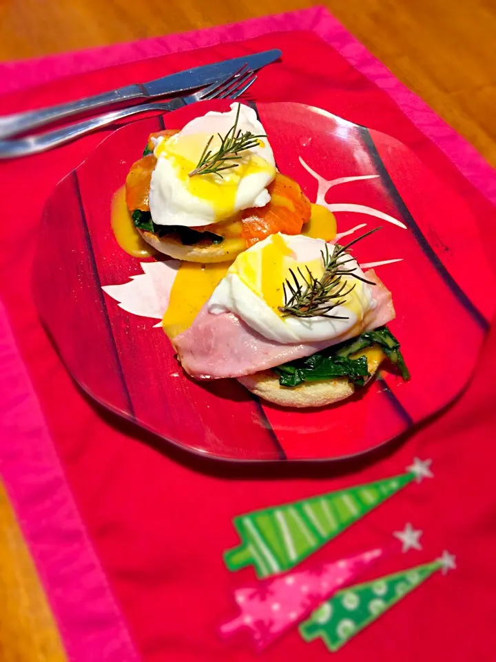 Christmas Breakfast.
Eggs Benedict.
クリスマスの朝食。エッグズベネディクト。スモークサーモン&ハム。|Sayaka Jinsenji Huletteさん