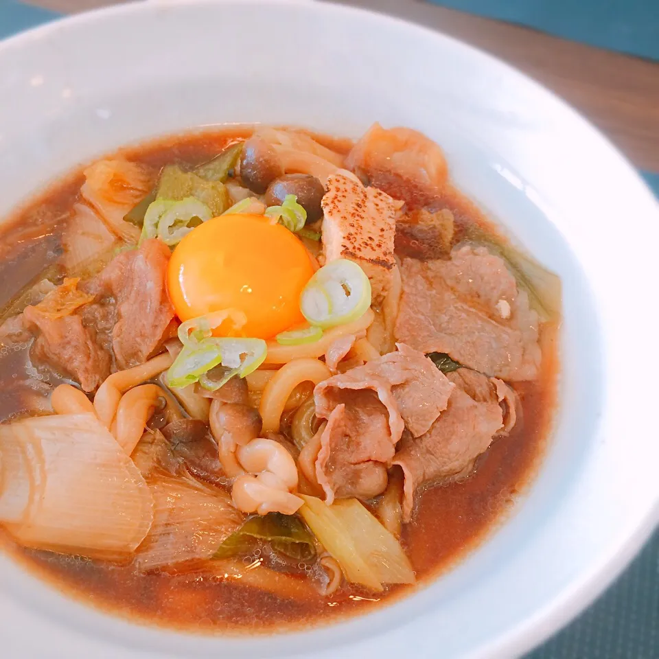 昨日のすき焼きの残りで牛すきうどん🍲💕|🍎ゆかりんご🍎さん