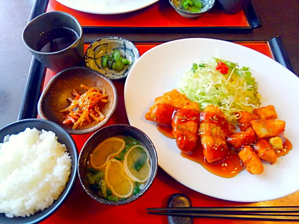 きまぐれランチ☆サンマフライ&イカの唐揚げあんかけ甘酢ダレ|うたかた。さん