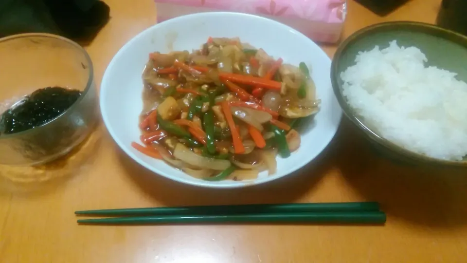 ご飯
野菜炒めコンソメ中華あん
海苔の佃煮(手作り)|ざきさん