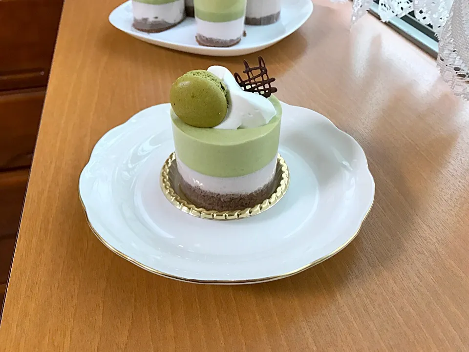 抹茶と小豆のムースケーキ|まふぉーさん