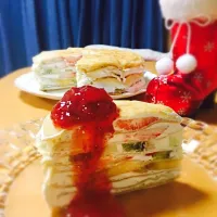 クリスマスケーキ🎉🎅🎄
ミルククレープ🦄☁️☁️💞|紗季さん