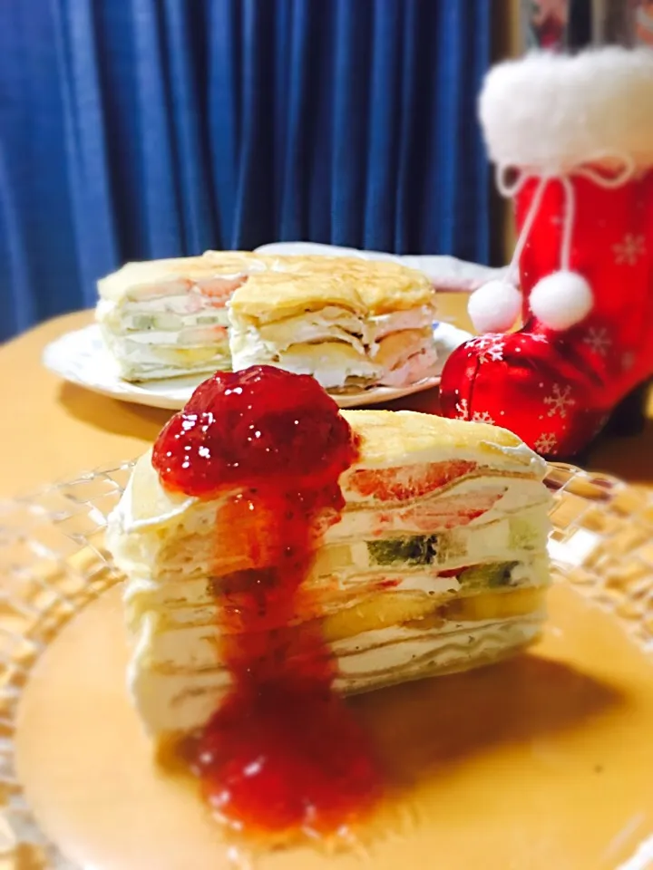 クリスマスケーキ🎉🎅🎄
ミルククレープ🦄☁️☁️💞|紗季さん