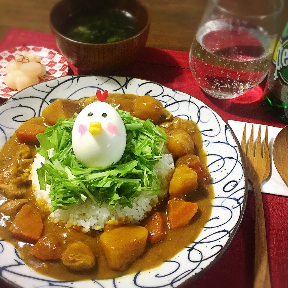 Snapdishの料理写真:来年の干支でキャラカレーライス|@mayuさん