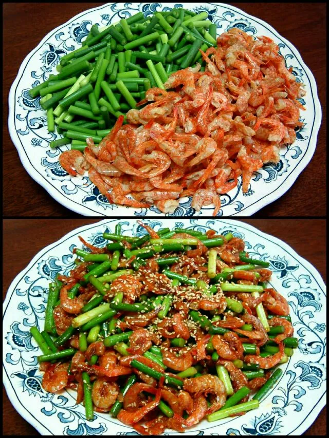 saute garlic sprout and dried shrimp|steven z.y.さん