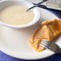 Snapdishの料理写真:Moimoi (also known as beans cake) and water soaked garri (a kind of native cereal or starch made from cassava/tapioca) (Nigerian meal)|Nancy Emenalomさん