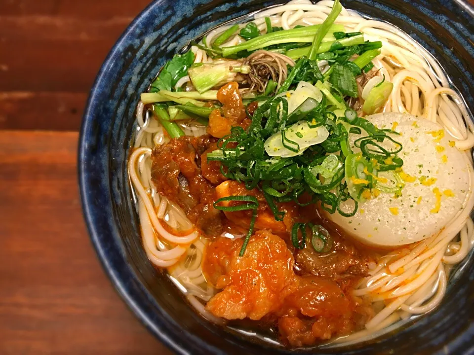 和牛すじ肉旨辛大根煮温めん6|半田手延べそうめんの店 阿波や壱兆さん