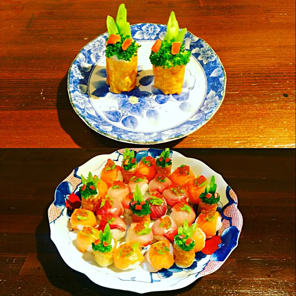 Snapdishの料理写真:手まり寿司🍣＆ちくわで門松🎍|🌼ゆうか🌼さん