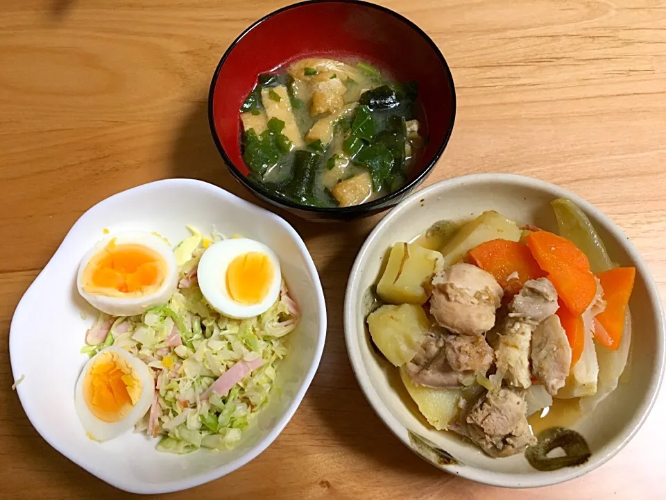 鶏じゃが⭐️コールスロー⭐️お味噌汁|ほなさん