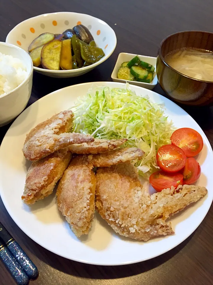 手羽先の唐揚げの晩ご飯|mikaさん