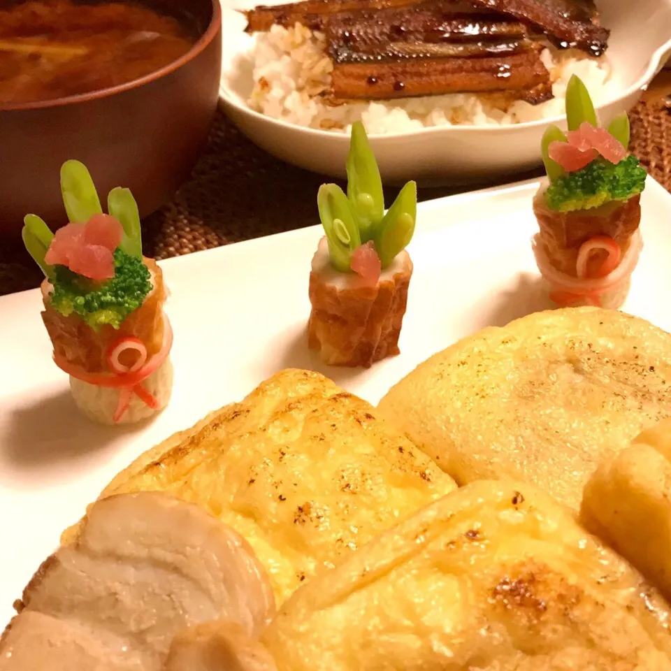 門松ちくわ、穴子丼、納豆揚げ|chacoさん