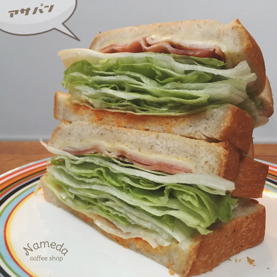 ナメダ珈琲ショップ☕️ʕ-̼͡-ʔ🍞淡路島産レタスサンドモーニン|七海さん