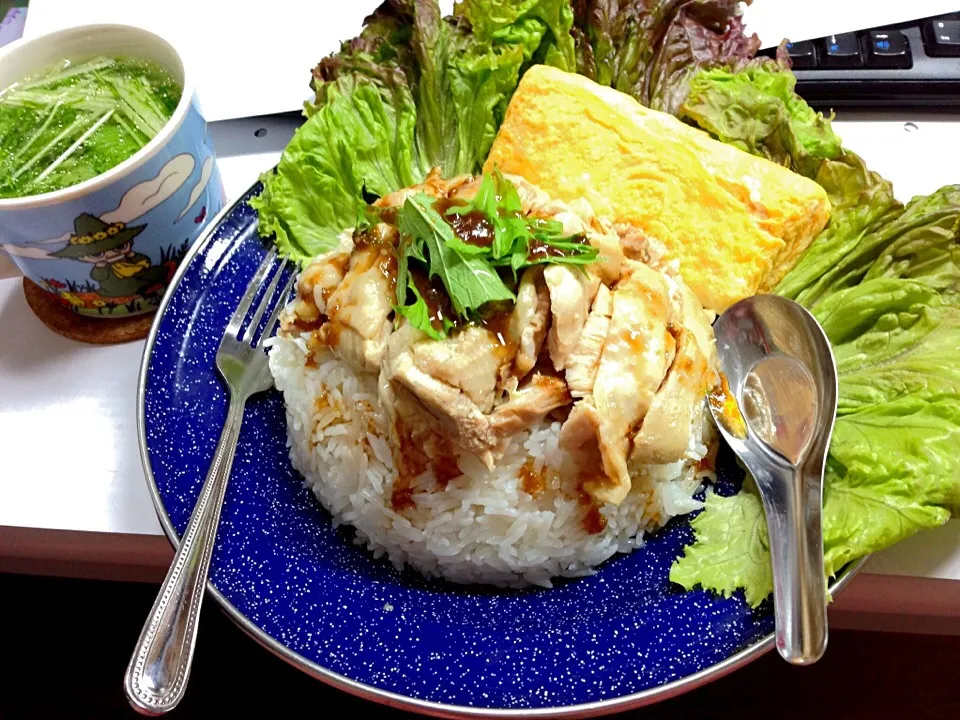 Snapdishの料理写真:車屋の自炊昼ご飯、カオ マン ガイ〜♪|あんちゃんさん