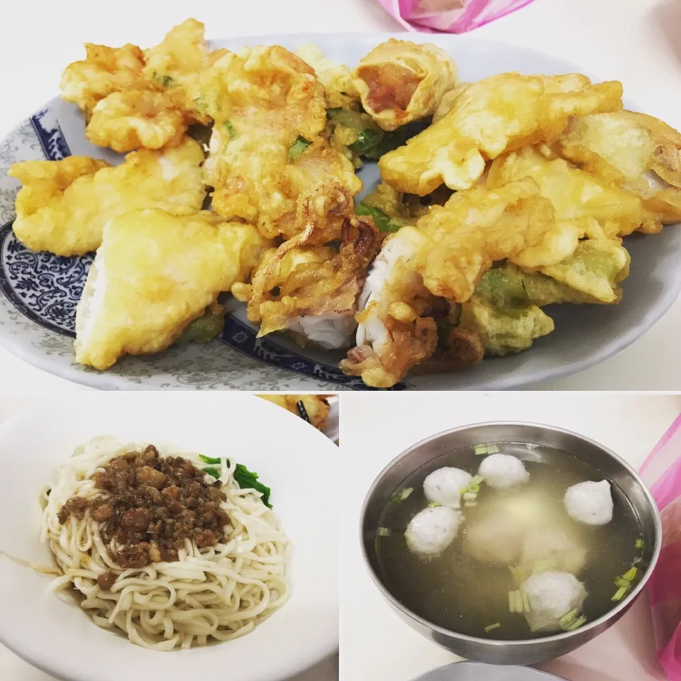 Snapdishの料理写真:泉成點心（炸物、乾麵、魚丸湯）|Orangeさん