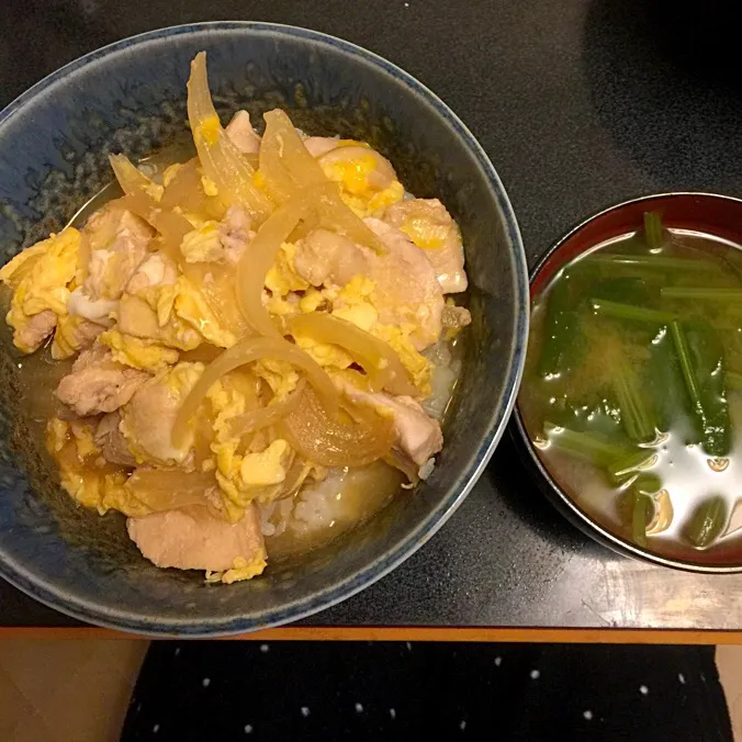 親子丼 & 小松菜のお味噌汁|ぺろたんさん