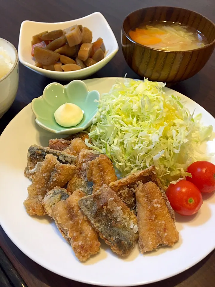 秋刀魚の竜田揚げの晩ご飯|mikaさん