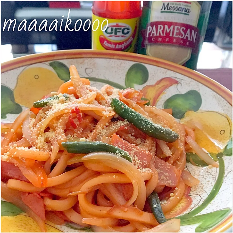 バナナケチャップでうどんナポリタン🍝|マイコさん