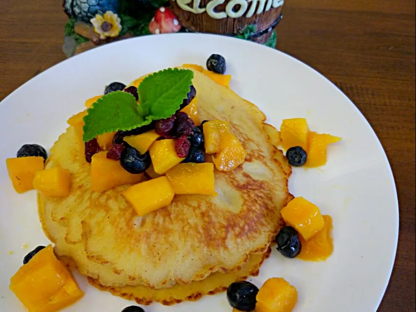 Thermomix mango blueberries pancake|Ee Shanさん