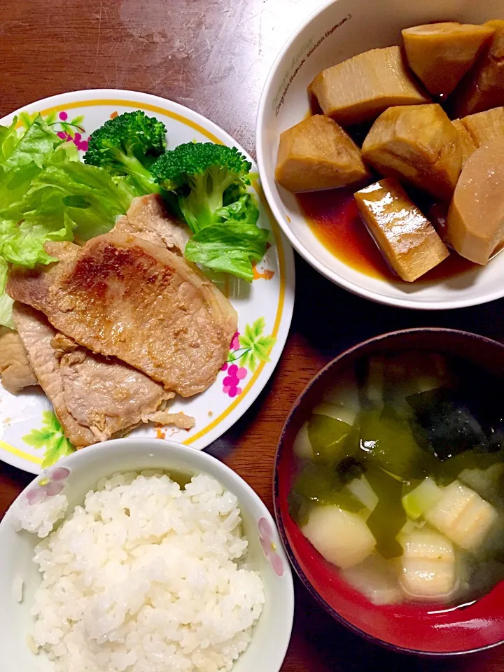 豚の生姜焼き  京芋煮  味噌汁|掛谷節子さん