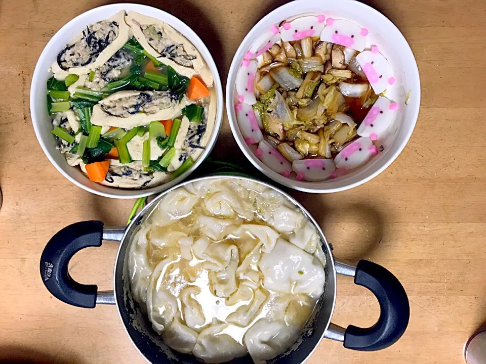 ▶︎高野豆腐のいんろう煮 ▶︎白菜と椎茸の醤油漬け ▶︎水餃子のスープ|mikuさん