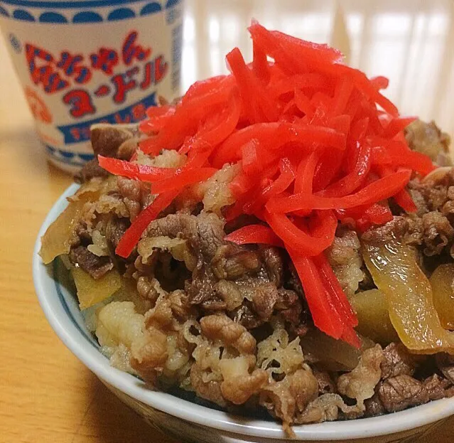 牛丼 吉野家風＆金ちゃんヌードルしお|ガク魁‼︎男飯さん