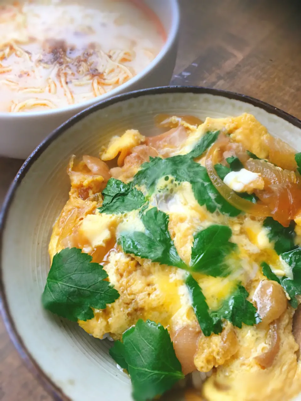 連休最後のお昼御飯
・親子丼
・豚骨風素ラーメン|akiさん