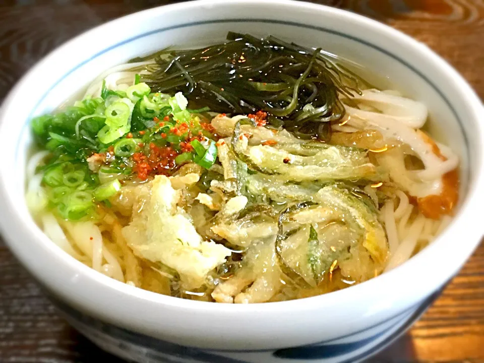 今日の麺好きランチは 「牛蒡かき揚げ半田麺」 揚げたて、湯がきたて❣️|muutさん