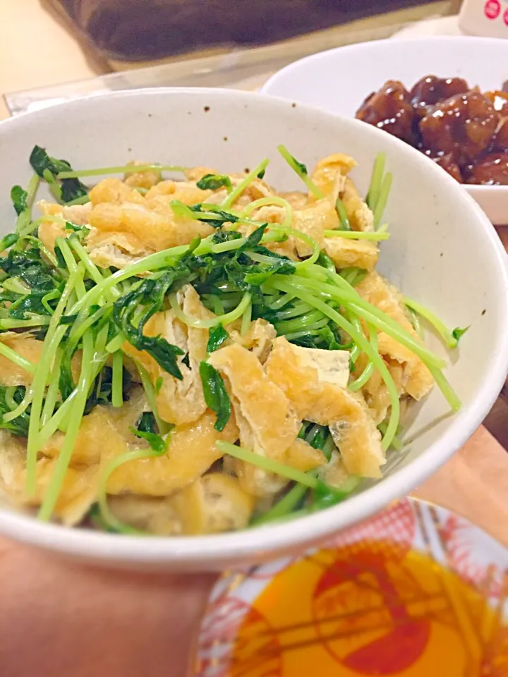 豆苗と油揚げの煮物(^-^)|じゅんこさん