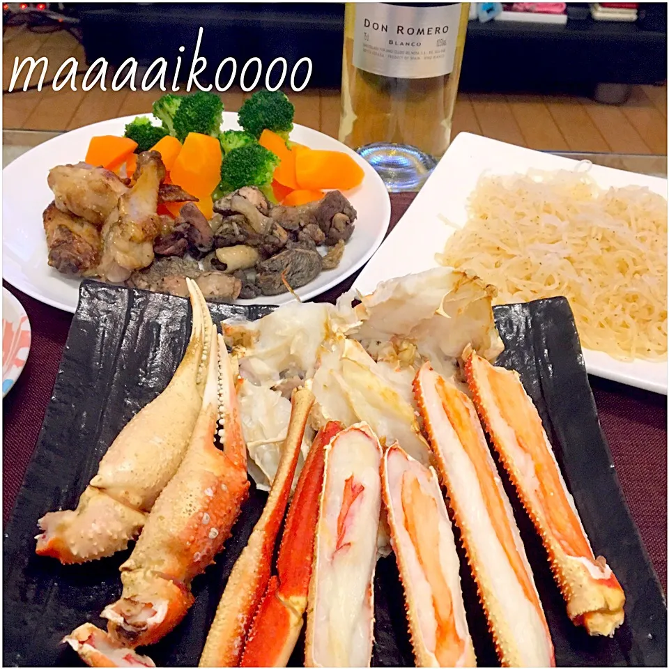 Snapdishの料理写真:焼きガニと白ワイン🍾|マイコさん