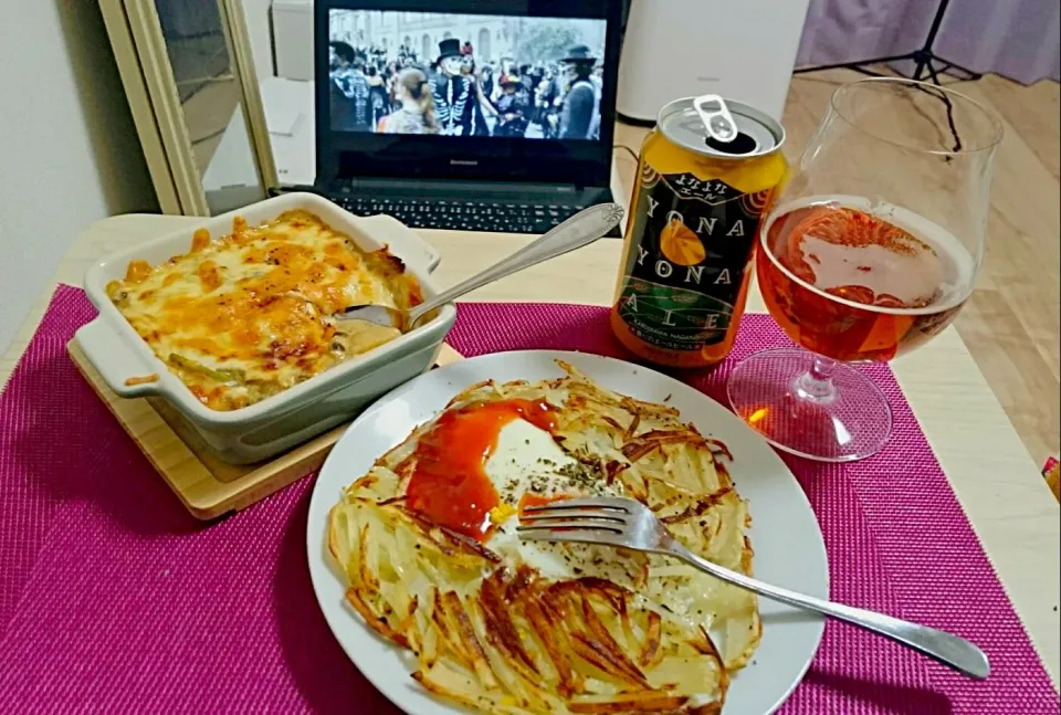 Gratine with mushroom, sprout, chicken and cheese, and #rosti|Mai Murayamaさん