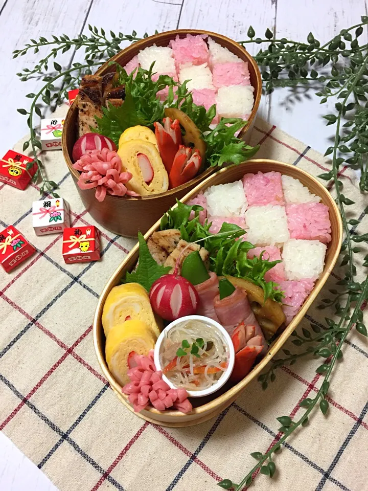 Snapdishの料理写真:紅白ご飯弁当|サリーさん