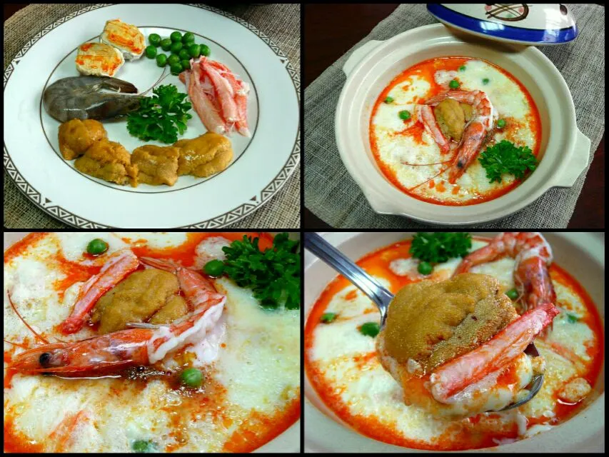 Snapdishの料理写真:steamed egg custard with snow crab, prawn and uni|steven z.y.さん