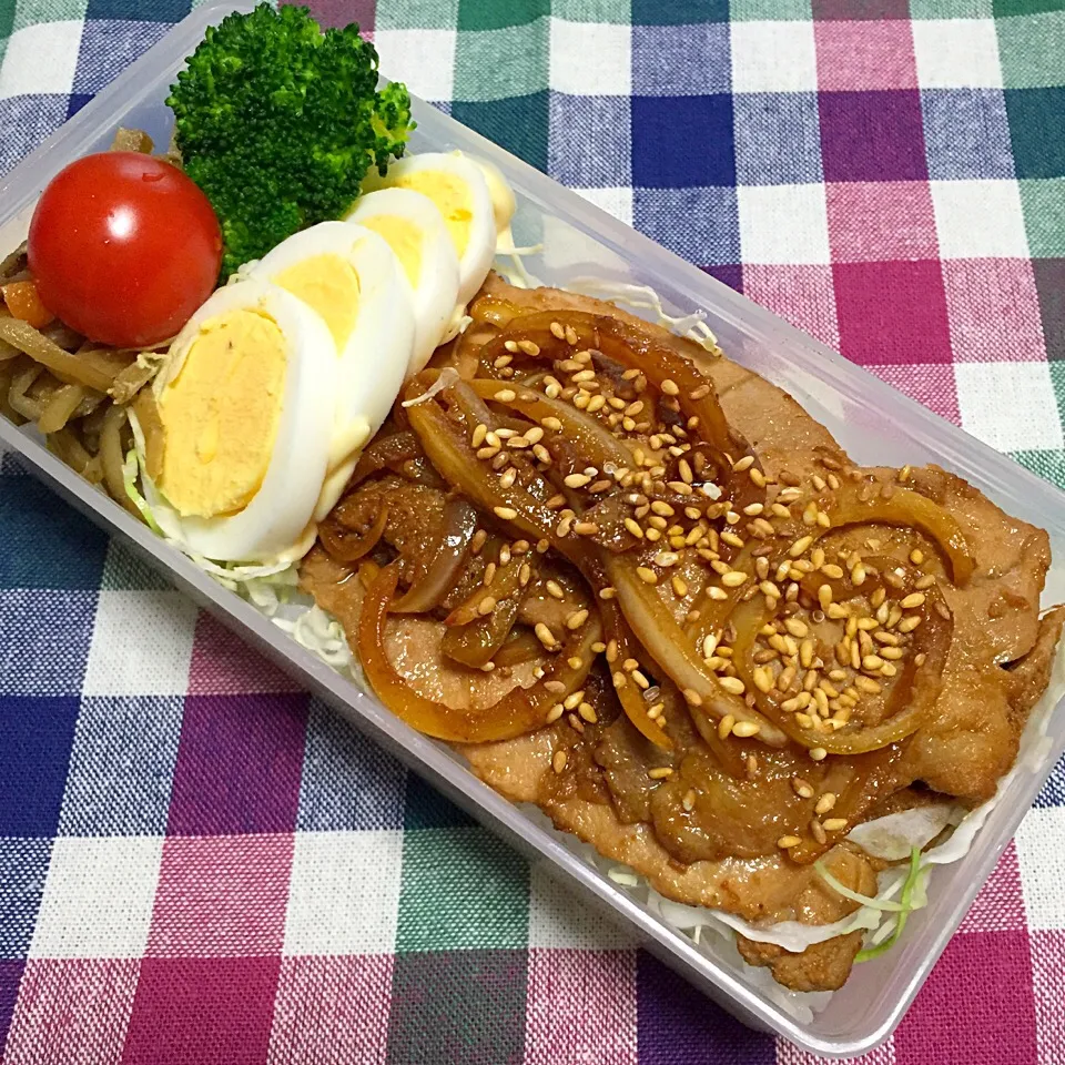 きょうのお弁当1/10
#しょうが焼き 
#お弁当 
#作り置き|かすみんさん