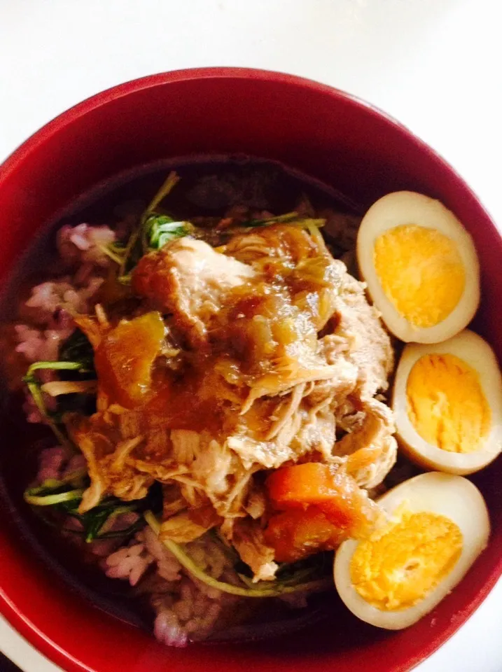 圧力鍋で作ったチャーシューと煮卵の丼ぶり|ここさん