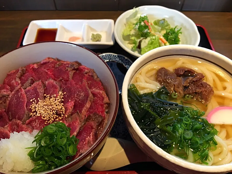 ステーキ丼セット 吸物→レギュラーうどん|神力屋 火酒さん