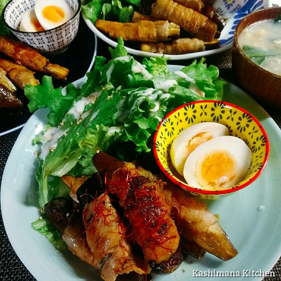 茄子の豚バラ巻き～(๑•🐽•๑)
味付けは、胡椒と我が家のニンニク醤油で🎵|Kashimanakitchenさん