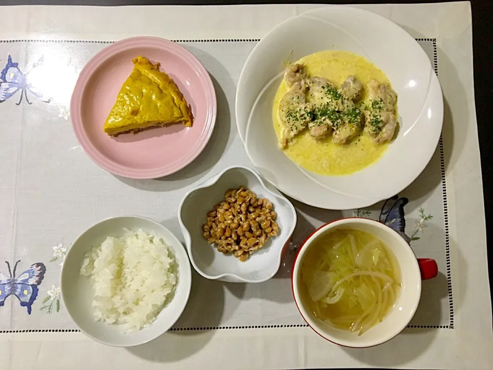 Snapdishの料理写真:チキンの粒マスクリーム煮のご飯|みよさん