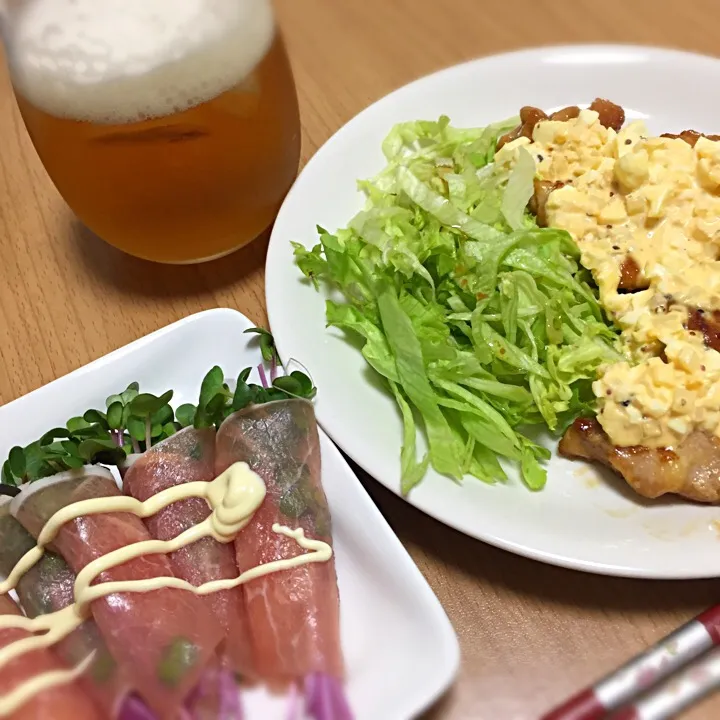 チキン南蛮、生ハムカイワレ&大根巻|くろさん